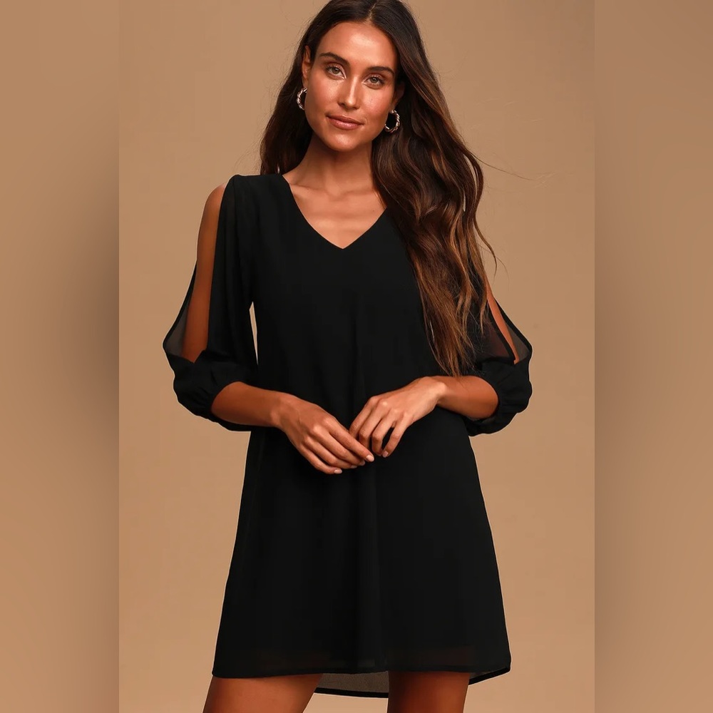 Lulu’s Shifting Dears Black Long Sleeve Dress | XS | Perfect condition | Navy